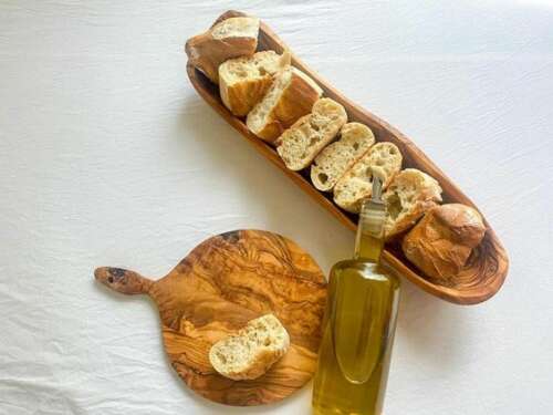 Corbeille à pain rustique en bois d’olivier – Image 2